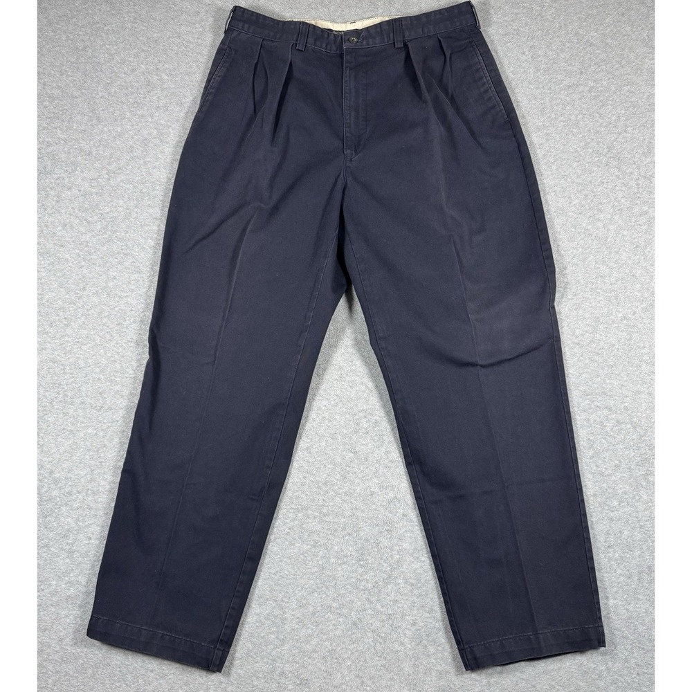 Vintage Polo Ralph Lauren Chino Pants Mens 36x31 Navy Pleated Made in USA